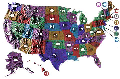 Image map of United States.
